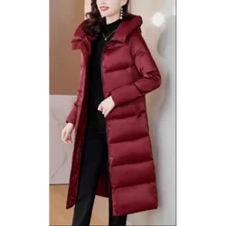 Goose Down Jacket for Women, Lightweight Padding, Luxury Down Jackets, Korean Long Coats, 2023 Winter