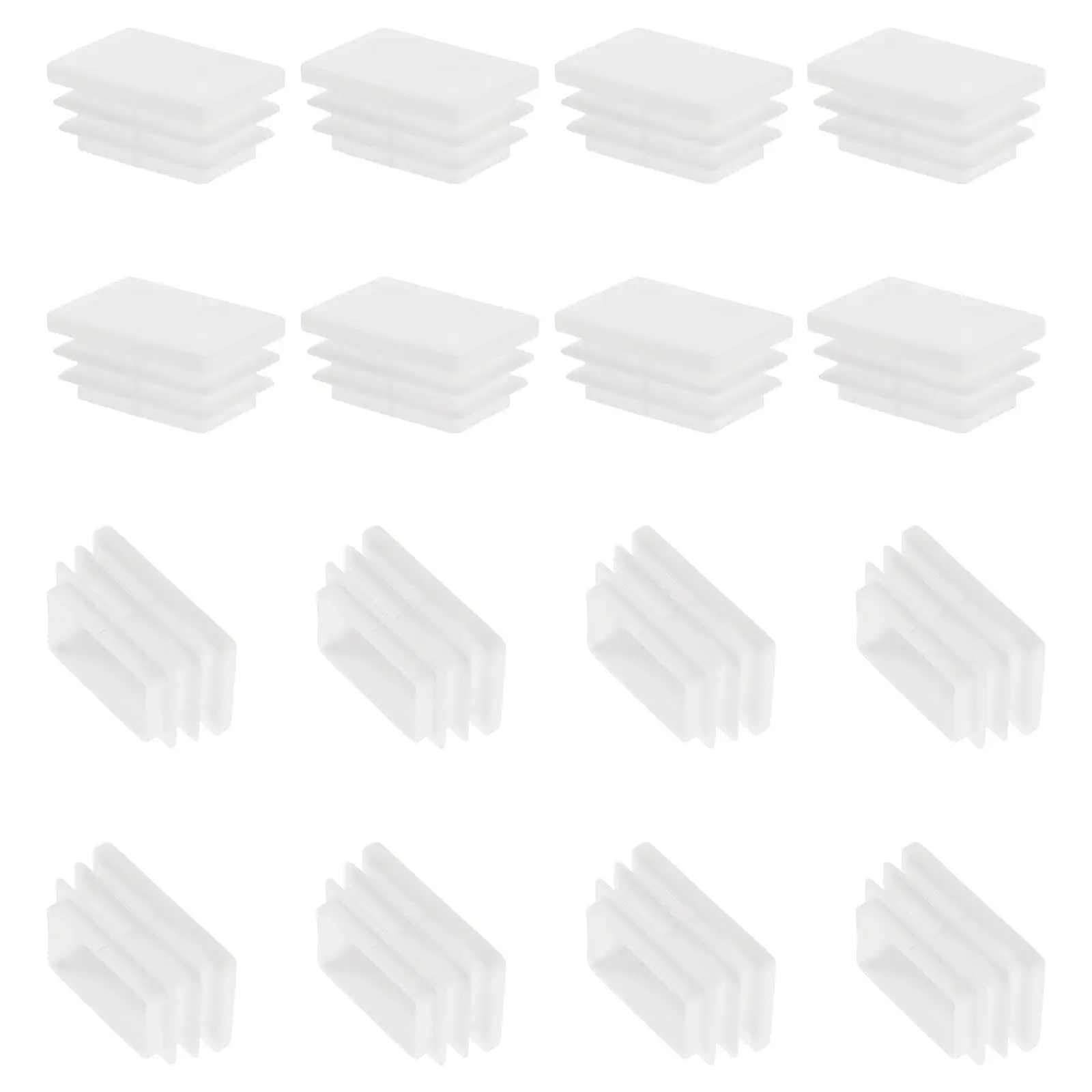 

1-20Pcs White Plastic Blanking End Caps Rectangular Pipe Tube Cap Insert Plugs Bung Furniture Tables Chairs Foot Pads Protectors