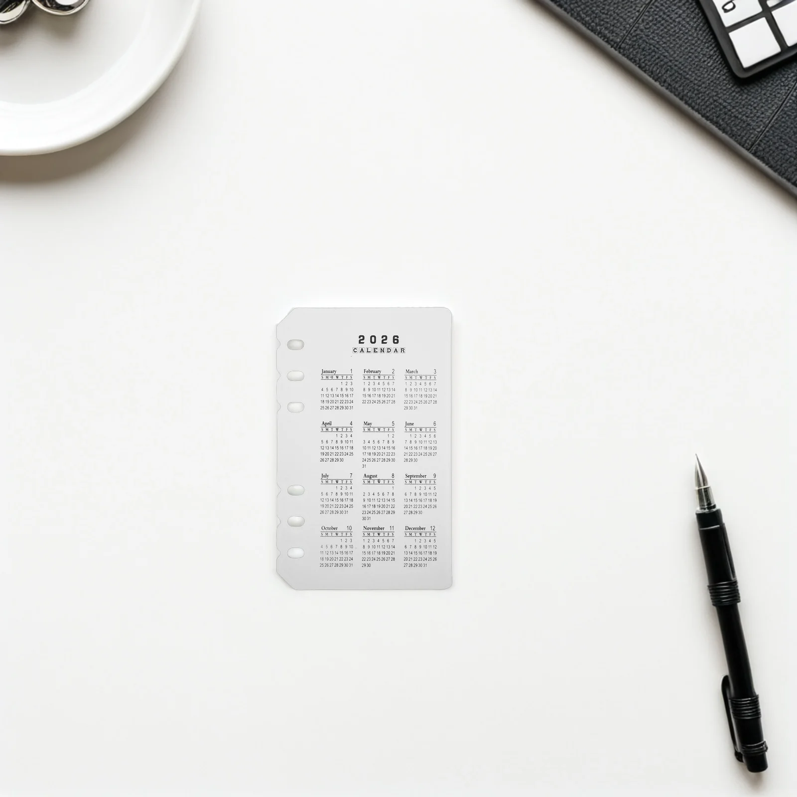 4pcs A6 Frosted 2026 Calendar Dividers 6-Hole Monthly Planner Inserts Binder Refills For Students Professionals Home Use Plastic