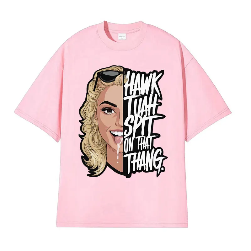 Funny Hawk Tuah Spit on That Thang Graphic Tee Shirt Men Women Harajuku Streetwear T-shirt Vintage Pure Cotton Oversized T Shirt