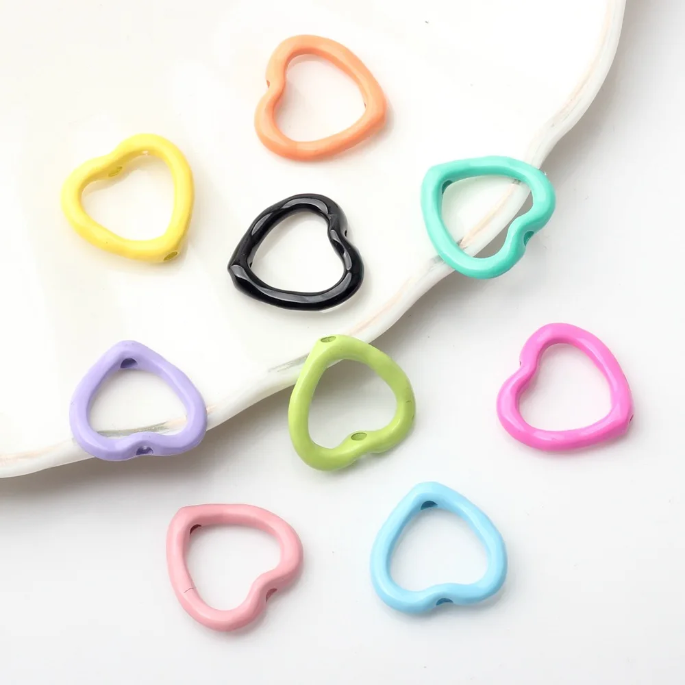 New style 100pcs/lot color spray-paint cartoon hearts shape alloy flaoting locket charms diy jewelry accessory