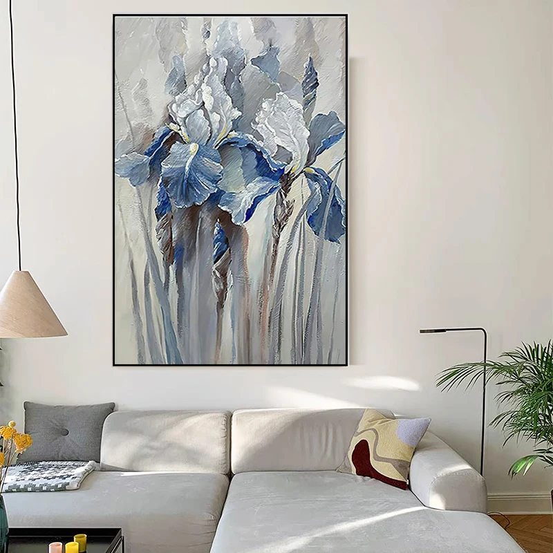 Acrylic Painting By Numbers For Handicraft Art Blue Flowers Drawing By Numbers Paint Kit Wall Decors On Canvas Unique Gift