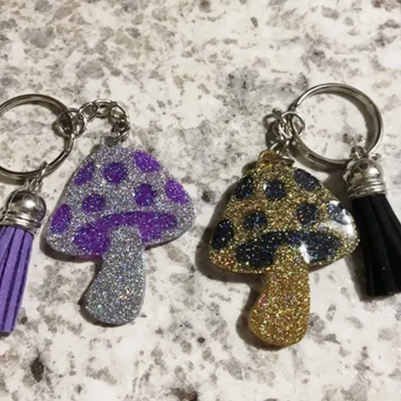 P88A 3 قطع الفطر شكل قلادة المفاتيح العفن الايبوكسي القرط العفن ديكور DIY