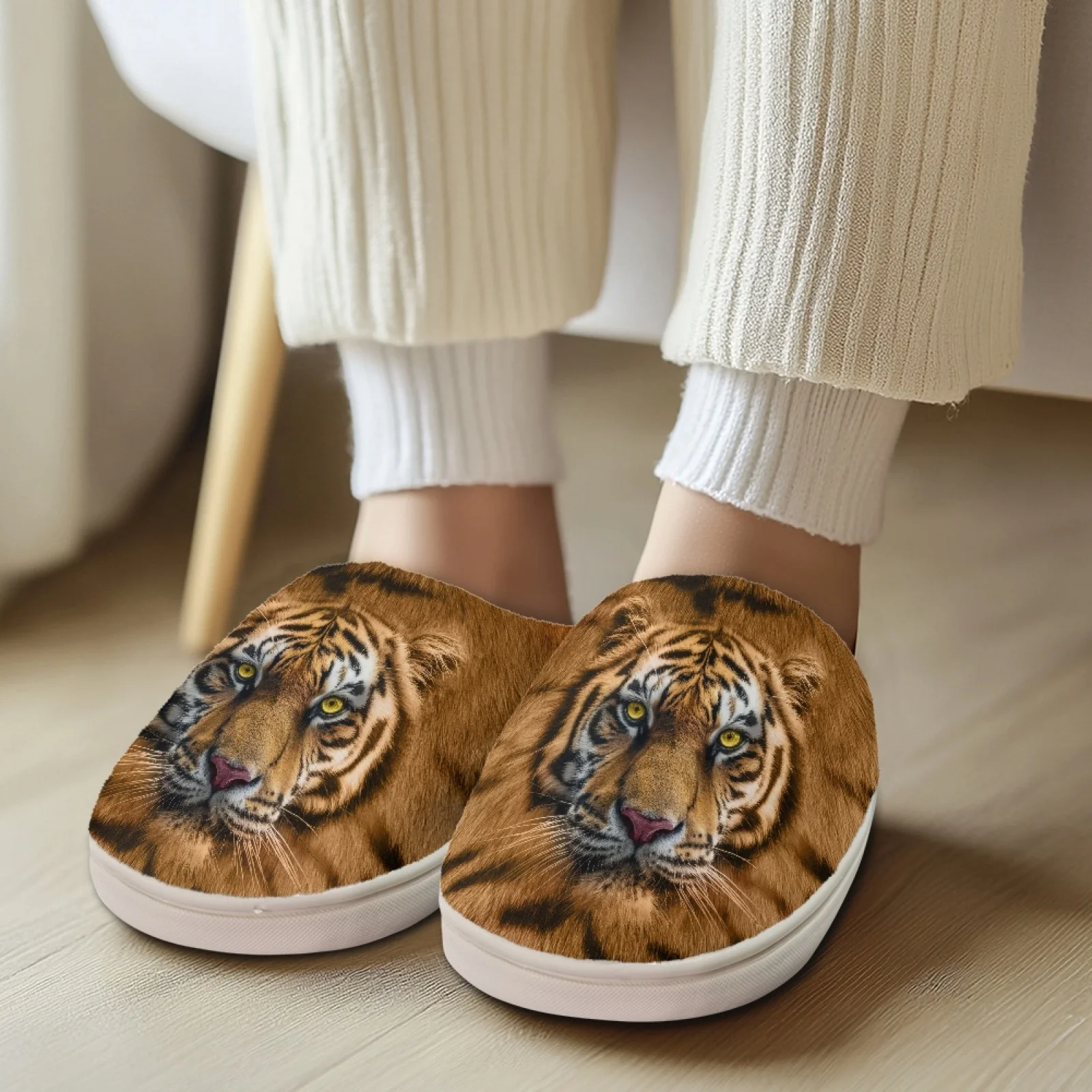 PENSTROLL Tiger Slippers That Don't Squeeze Toes Grandma Warm Winter Slippers Fleece Slippers for Travel