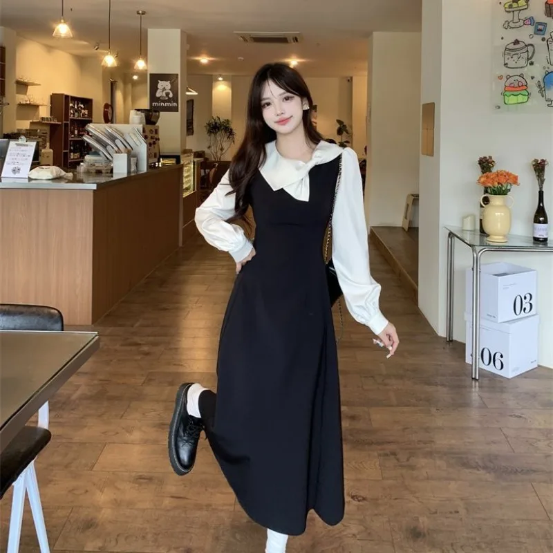 

Autumn Style Fake Two-piece Women's New Chinese Style Super Fairy Age-reducing Mid-length Dress