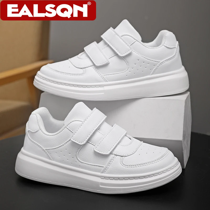 Children White Tennis Sneakers For School Boys Girls Lightweight Hook Loop Casual Running Low Top Sport Walking Shoes Size 28-40
