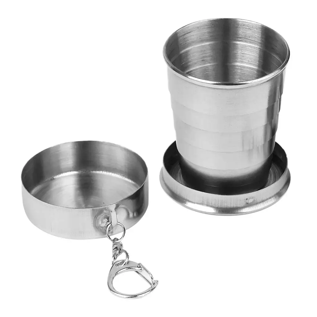 Portable Retractable Folding Cup Stainless Steel Collapsible Water Cup Holiday Travel Glass for Hiking Backpack