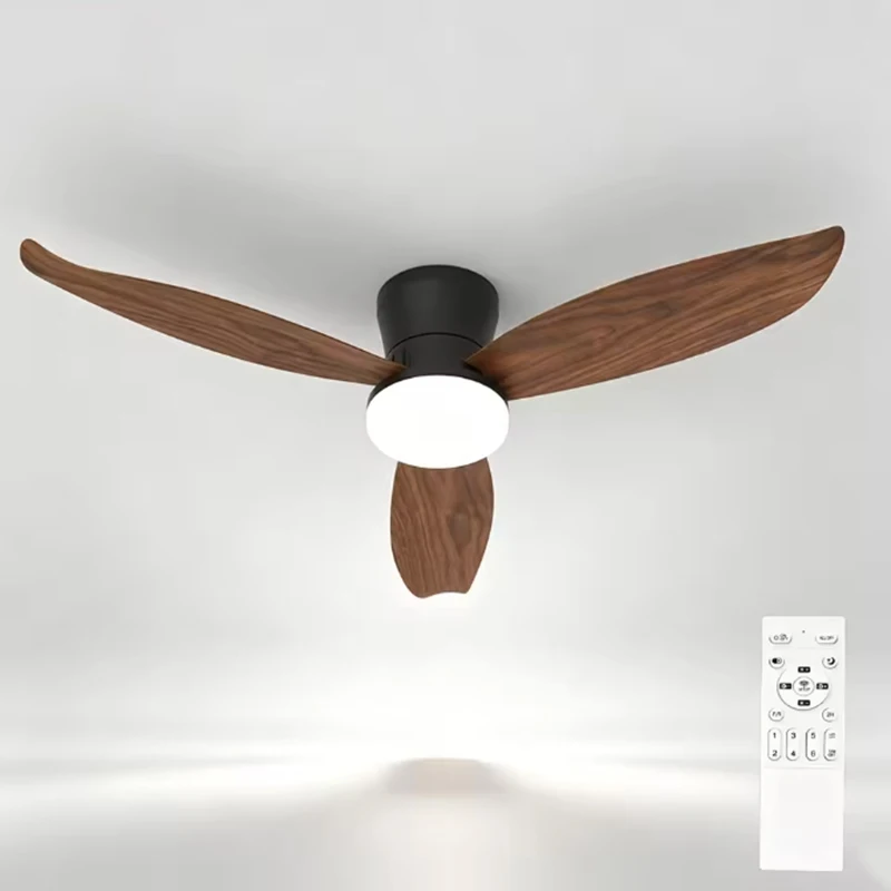 New Ceiling Fan LED Light Simple Three-blade Kids Room Lamp Bedroom 36 Inch/42 inch Electric Fans 6-speed Balcony Room Fan
