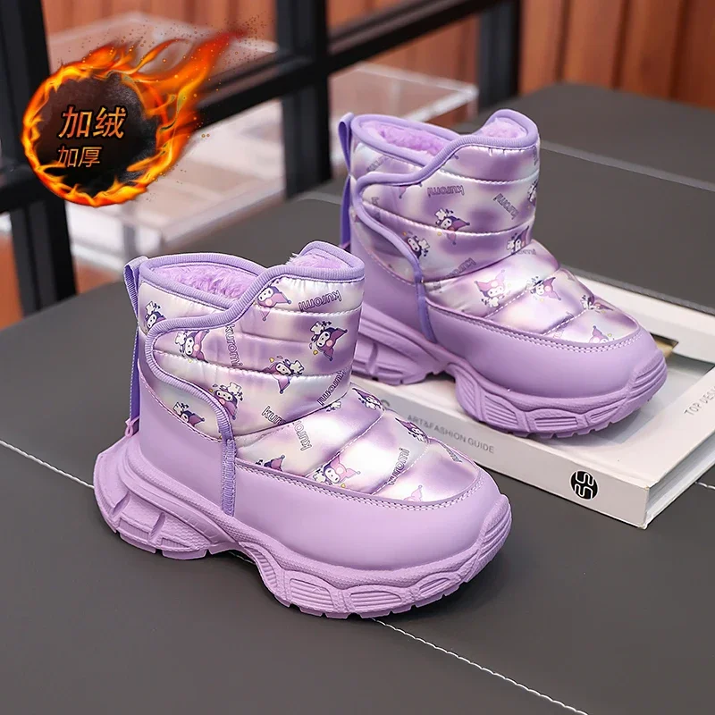 Pluche snowboots voor kinderen Dikke zool Warme jongens Meisjes Unisex Outdoor enkellaarsjes Winddicht Antislip rubberen zool Katoenen kinderschoen