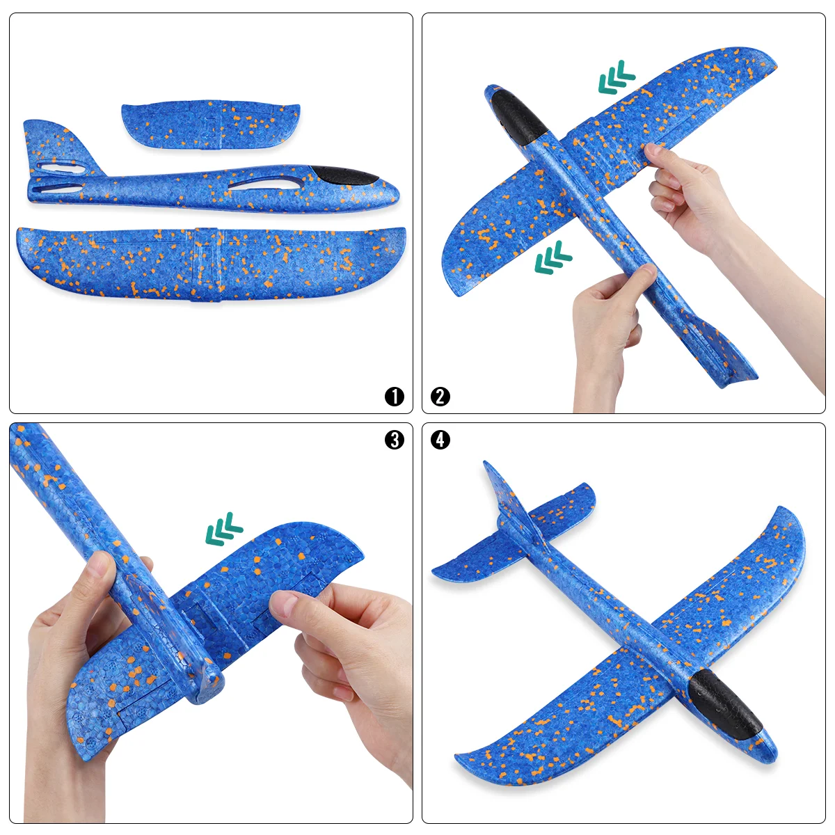 Toyvian 3 STKS Flying Glider Vliegtuigen Lichtgewicht Gooien Vliegtuig Leuk Speelgoed Feestartikelen voor Kinderen met 3 Parachutisten (Willekeurige Kleur)