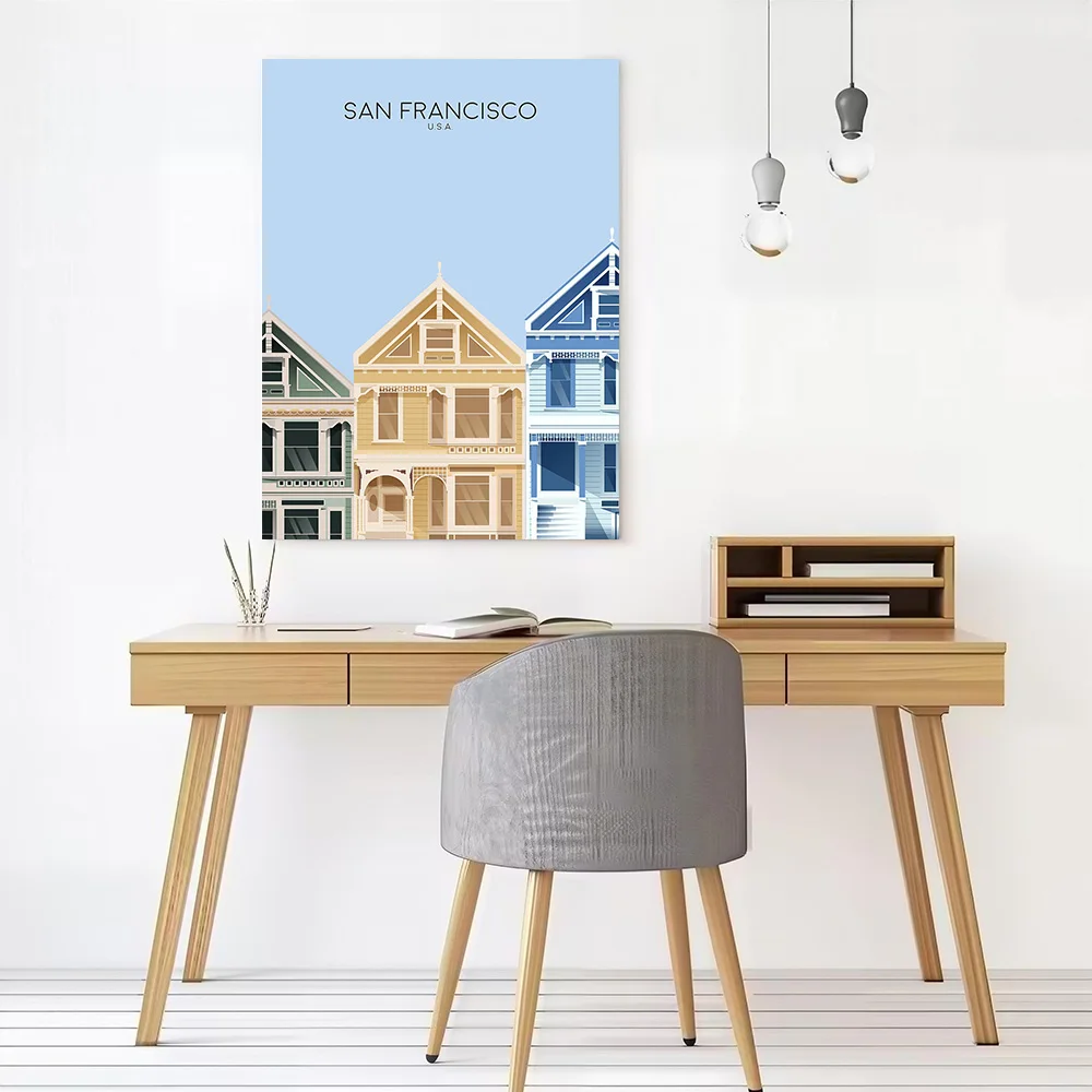 San Francisco Snippet Canvas Poster Wall Art Customizable High Quality Printed Picture for Gamer Decoration Wand Deko Painting