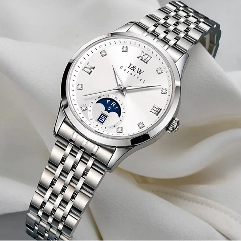 

КАРНАВАЛ брендовые деловые часы женские роскошные сапфировые механические наручные часы с автоматическим механизмом водонепроницаемые для женщин Montre Femme