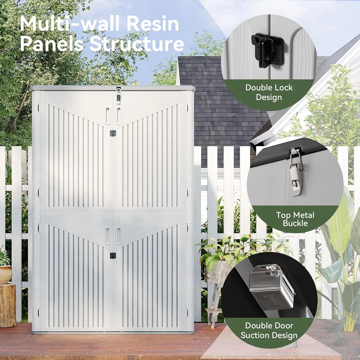 Outdoor Storage Shed, 64 Cu.Ft Vertical Resin Sheds,Storage Sheds with Floor, Outdoor Waterproof Storage, Custom