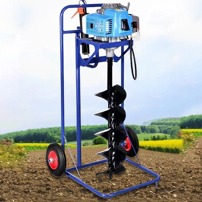 Ground Drilling Digging Machine Pedal Spiral Excavator 2 Stroke 190cc High Power Gasoline Agricultural Pile Driver Bit 20/25/30