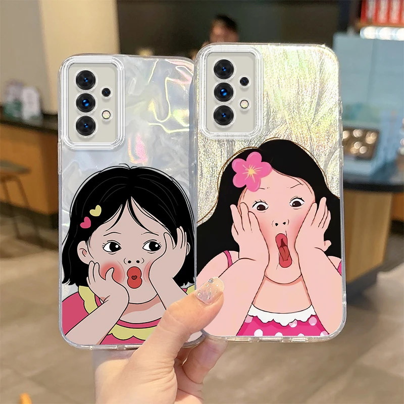

Fun Personality Girl Cartoon Phone Case for Samsung Galaxy A35 A34 A33 A32 A31 A30 A25 A24 A23 A22 A21 A20 Shockproof Matte Case