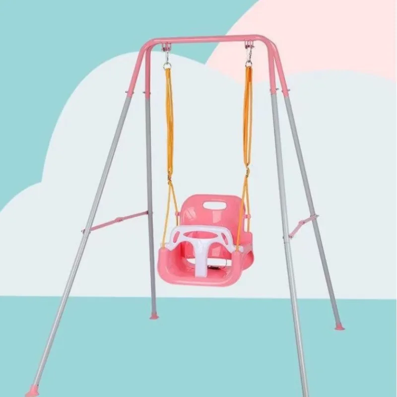 

Kids Swing Set with Metal Stand Outdoor Children Safety Swing Chair Anti‑Fall High Back Swing Toy for Backyard Garden Playground