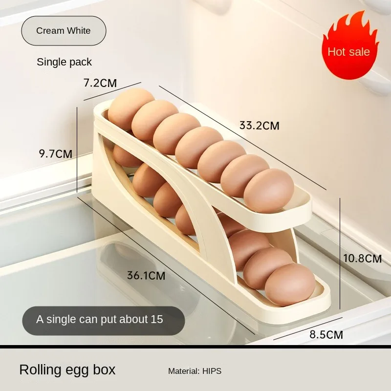 Rolling Egg Dispenser frigorifero organizzatori di uova contenitori scatola di immagazzinaggio portauova a spirale scorrevole automatico Gadget da