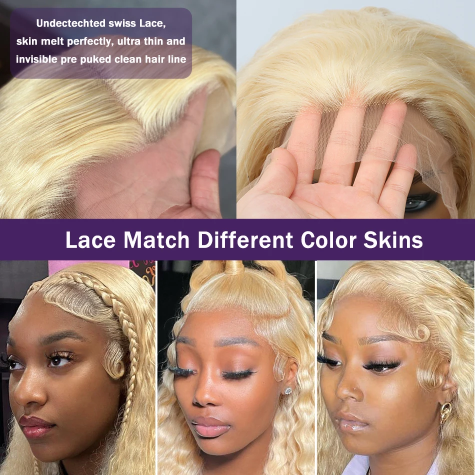 Honey Blonde Onda Profunda Lace Frontal Wig para Mulheres, HD Transparente Encaracolado Cabelo Humano Perucas, Brasileiro, 613, 13x6