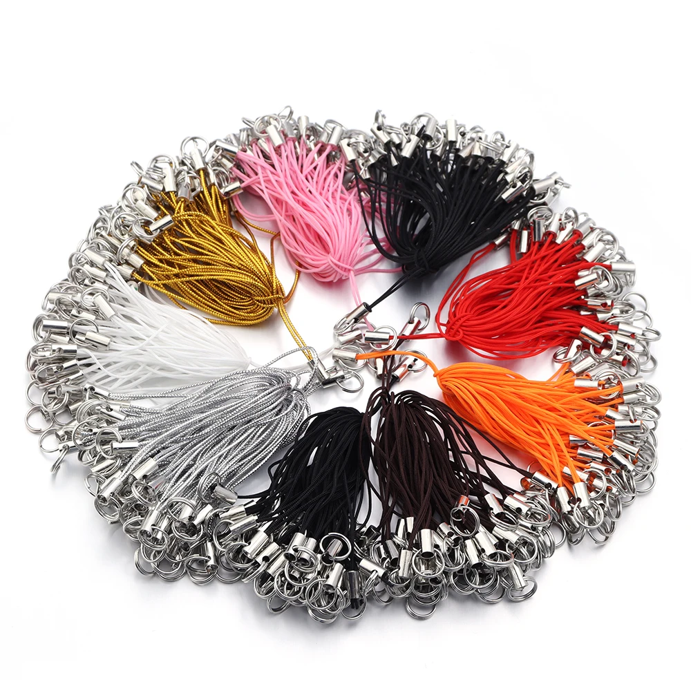 50 pçs/lote com anéis de salto cordão de telefone lariat cinta cabo anti-perdido corda para diy chaveiro acessórios de corrente de telefone