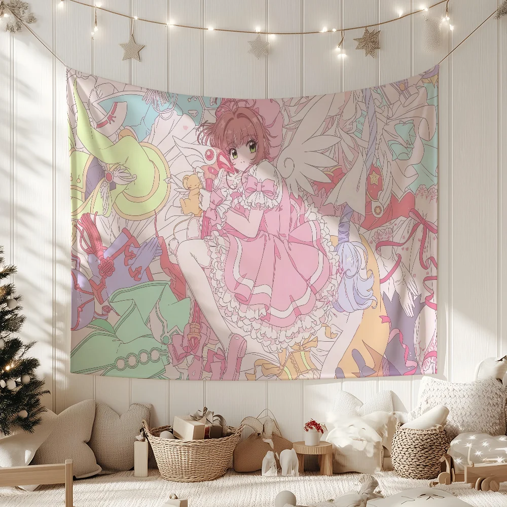 Anime C-Cardcaptor Cute S-Sakura flag For Garden Party Living Room Home Wall Decor Banner Bedroom Outdoor Tapestry