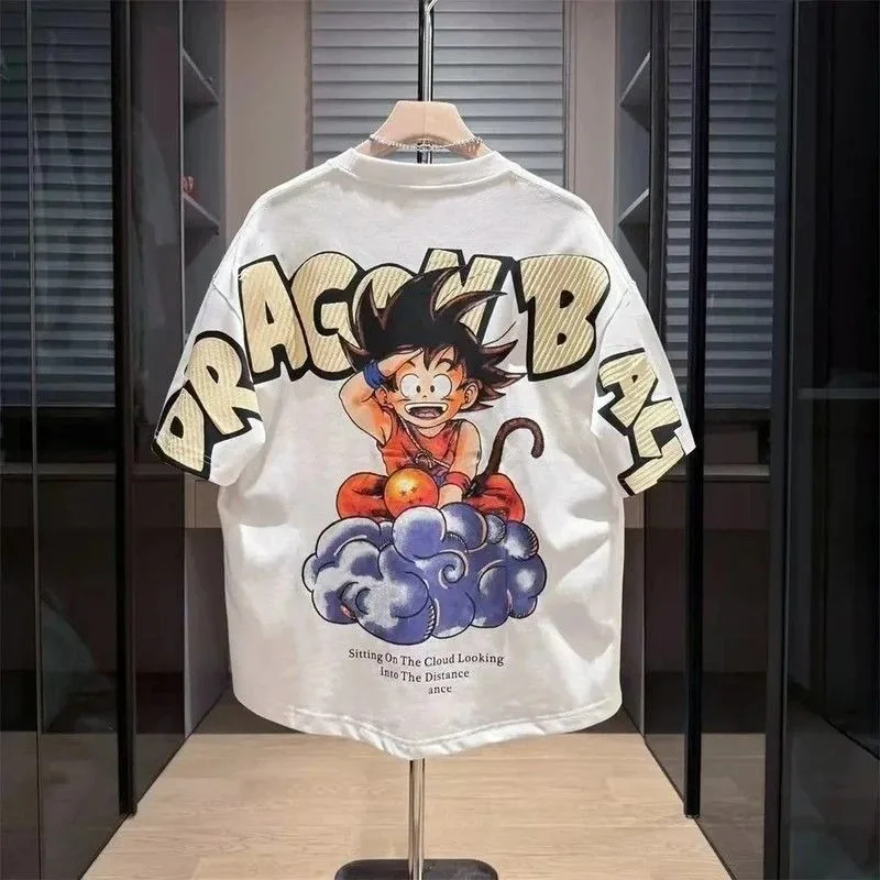 Dragon Ball anime mercadoria dos desenhos animados Son Goku camiseta verão moda masculina elegante legal manga curta top roupa pai-filho