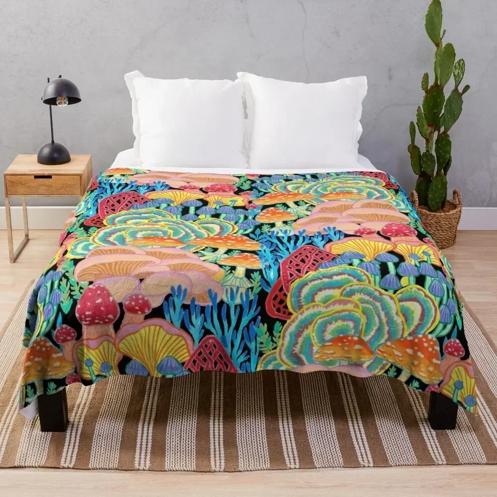 

Fungi World (Mushroom world) - BKBG Throw Blanket Stylish Warm Blanket for Living Room Bedroom