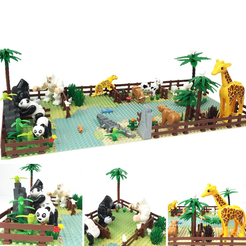 MOC Jungle Scene Ecological Environment Building Blocks Montessori Educational Assembly Farm Model Children\'s Bricks Toys