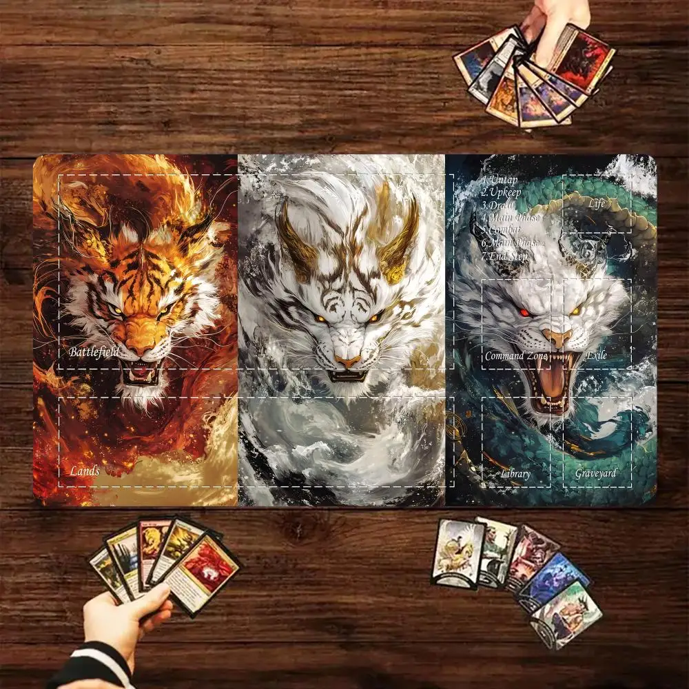 

Magic Card Playmat with zone Divine Beast Art illustration MTG playmat gathering game mat Desk Mat Commander Battle playmat