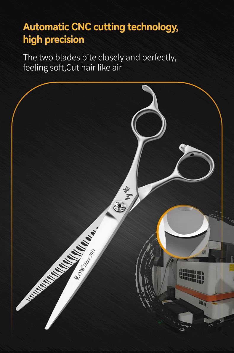 Fenice VG10 Stahl 7 Zoll 3D Umkehrzähne Magische Schere Haustier Hund Pflege Gerade/Gebogene Chunker Schere Lager Schrauben 60-70 % – Detail 10