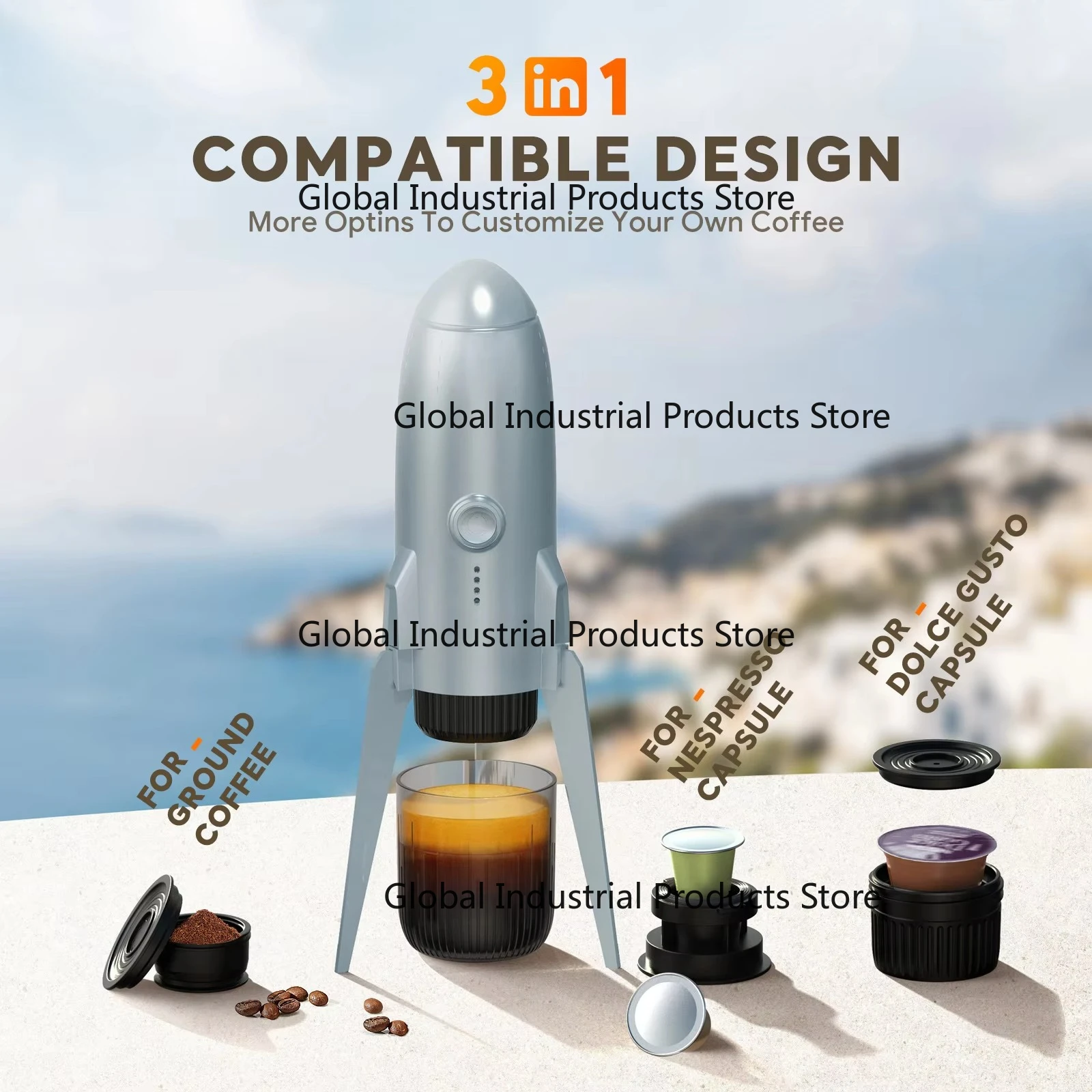 Hot Rocket Electric Fully Automatic Espresso Coffee Maker USB Battery Operated Eco Friendly Rich Aroma
