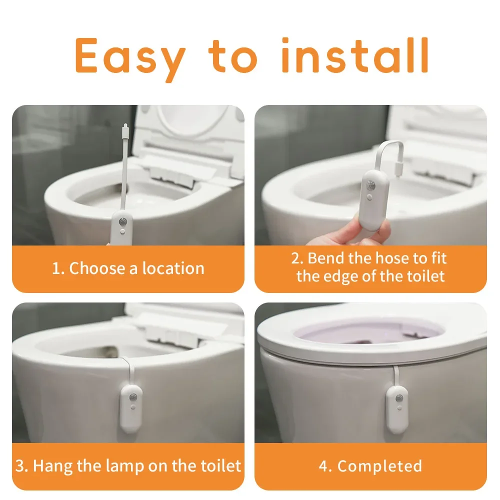 Toilet Night Light Gadget Fun Bathroom Lighting Motion Sensor Activated LED 9 Color Modes for Kids & Toddlers Bathroom Lighting