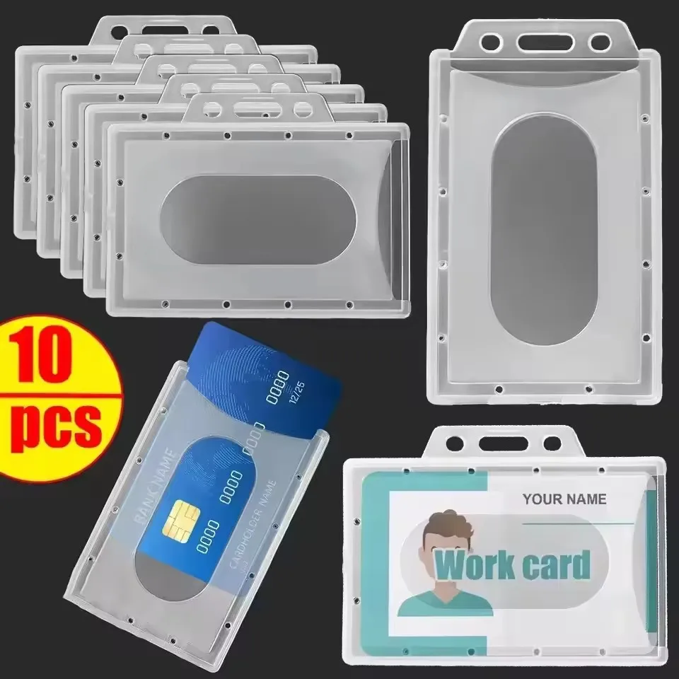 Porte-badge en plastique PVC transparent imperméable, 20/5/1 pièces, étui transparent pour cartes de visite, pour l'école et le bureau
