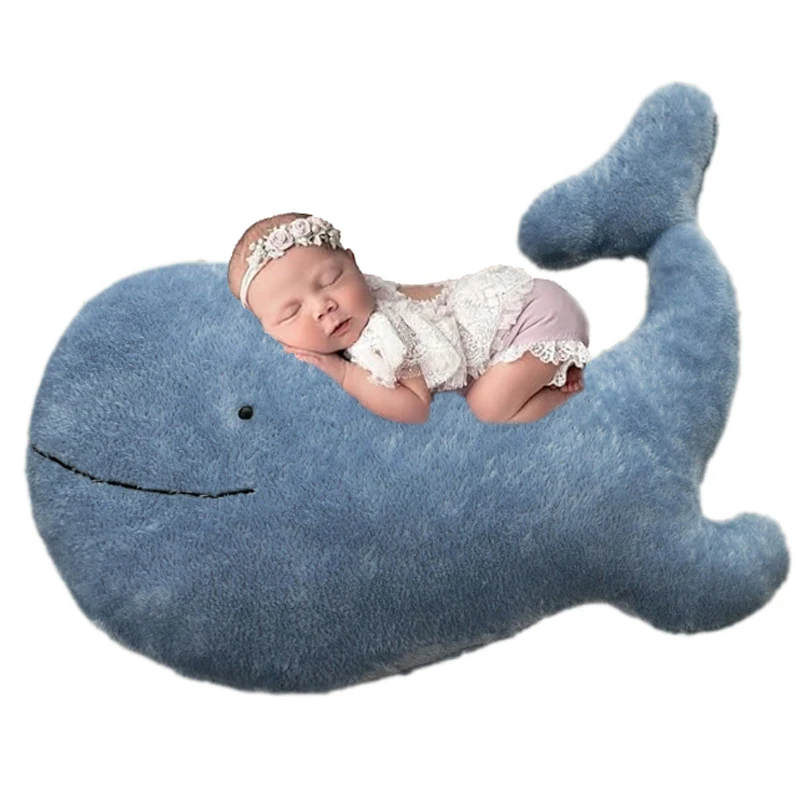 新生児写真撮影用クジラポーズ枕-赤ちゃんの写真撮影用ぬいぐるみ小道具-低刺激性の幼児用サポートクッション