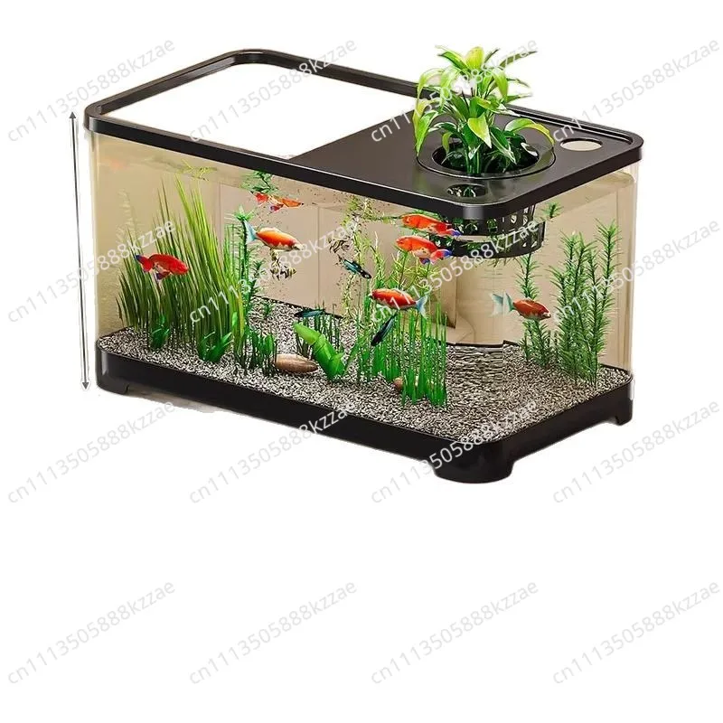 Fish Tank Ecological Aquarium Plastic Goldfish Tank with Lid Transparent Living Room Small Luxury Landscaping Turtle Tanks