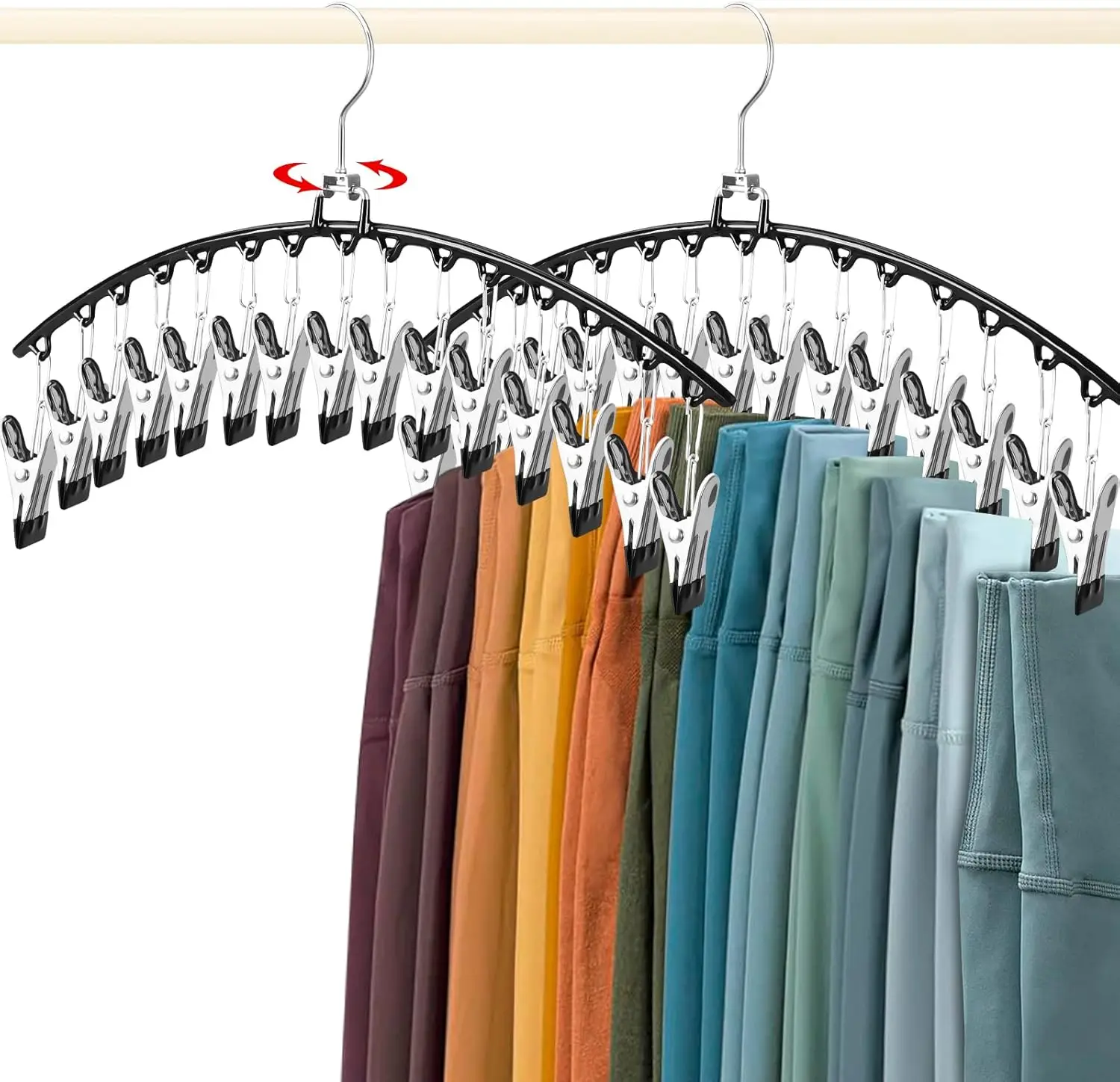 Colgador de calcetines de acero inoxidable de alta resistencia con 10 clips, espacioso, en forma de arco, a prueba de viento, antideslizante y resistente a la corrosión
