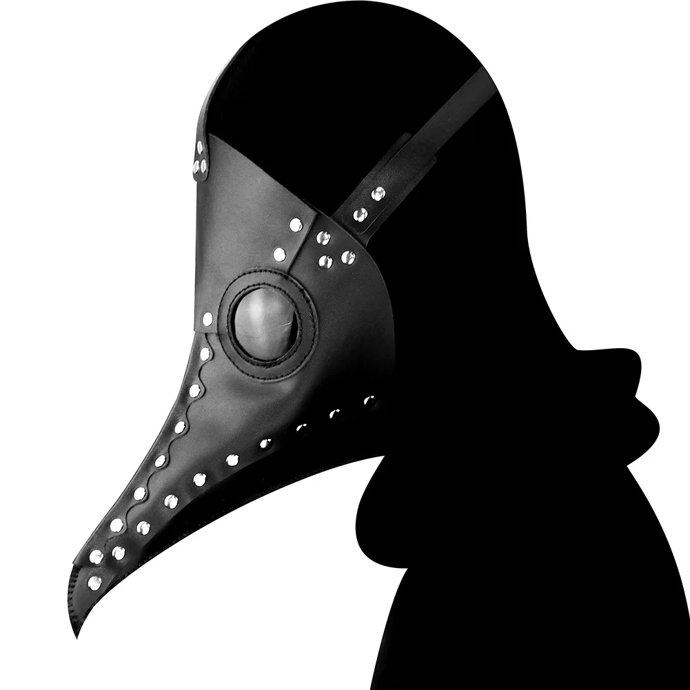 Funny Medieval Steampunk Plague Doctor Bird Mask Latex Punk Cosplay Masks Beak Adult Halloween Event Cosplay Props White Black