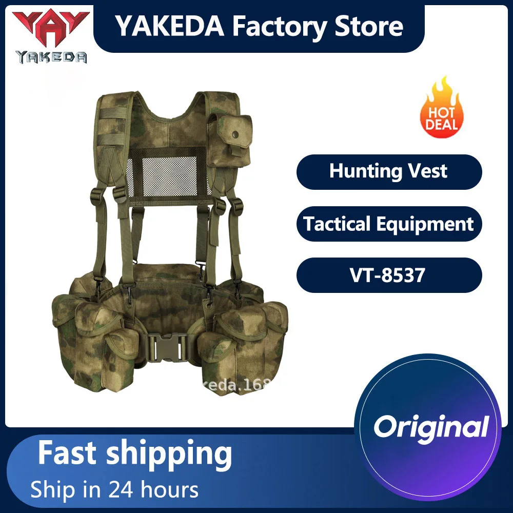 

YAKEDA Tactical Vest MOLLE System 1000D Nylon Military Bellyband Field Outdoor Wear-resistant Breathable Camouflage Hunting Vest