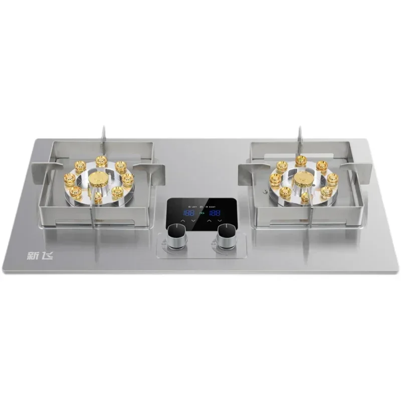 Xinfei 5,2 kW Timer Gaskochfeld. Edelstahl. Doppelherd. Haushalt. Tischplatte oder eingebaut