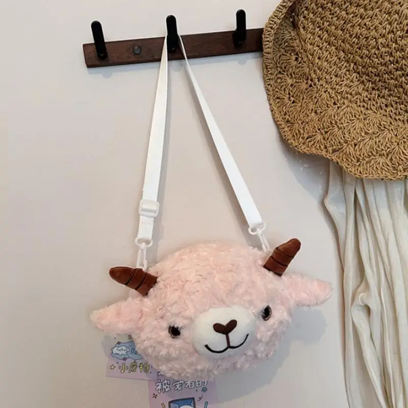 Kawaii-Tasche für Damen, Cartoon-Schaf-Plüsch-Umhängetasche, neue Crossbody-Tasche, kleine Handytasche, Bolsa Feminina – Detail 10