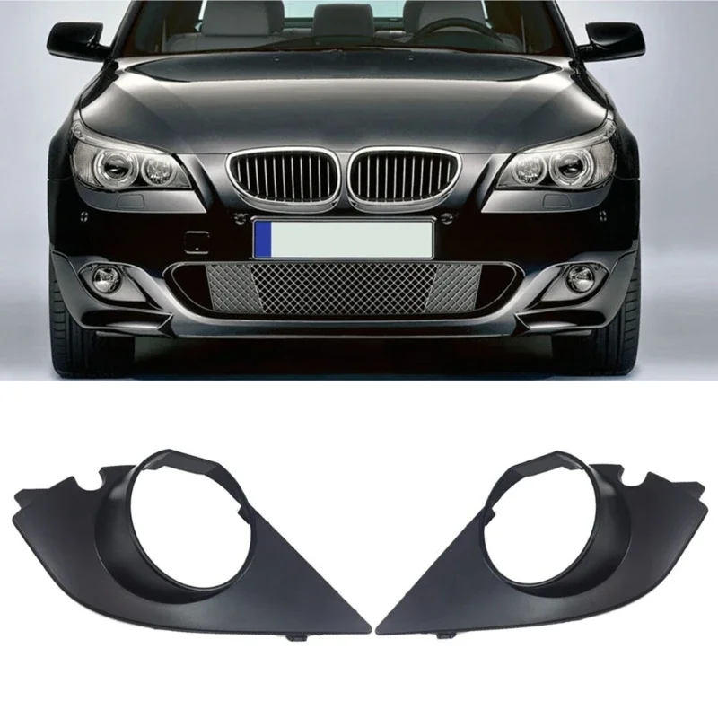 Pair Car Front Bumper Grille For BMW E60 E61 M Sport 525i 528i 530i 2003-2009 Fog Lamp Bumper Frame Grille Cover Insert Trim