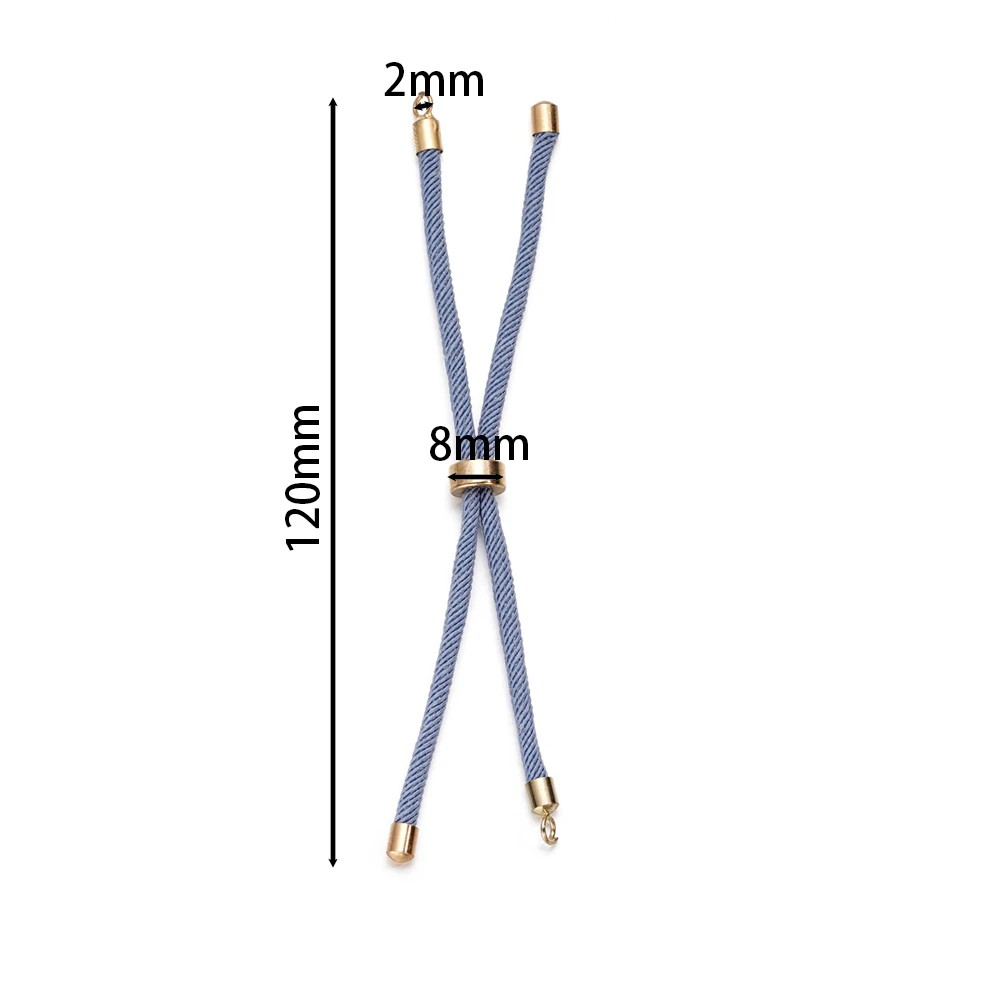 1pc Verstelbare Nylon Gevlochten Gedraaide Koorden Slider Vriendschapsarmbanden met Messing Koord Einde voor Sieraden Maken DIY Bevindingen