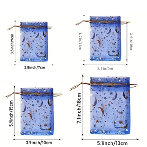 50PCSムーンスタードローストリングオーガンザバッグジュエリーギフトバッグポーチゴールドスターオーガンザ好意ポーチクリスマスウェディング 8ベストセールス5センスギフトバッグ-2