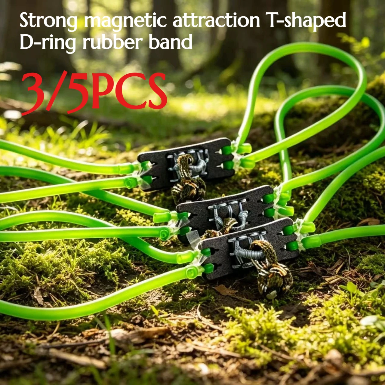 3/5PCS Carbon Fiber D-ring Four Strand Strong Magnetic Suction Rubber Band Outdoor Sports Tool Parts
