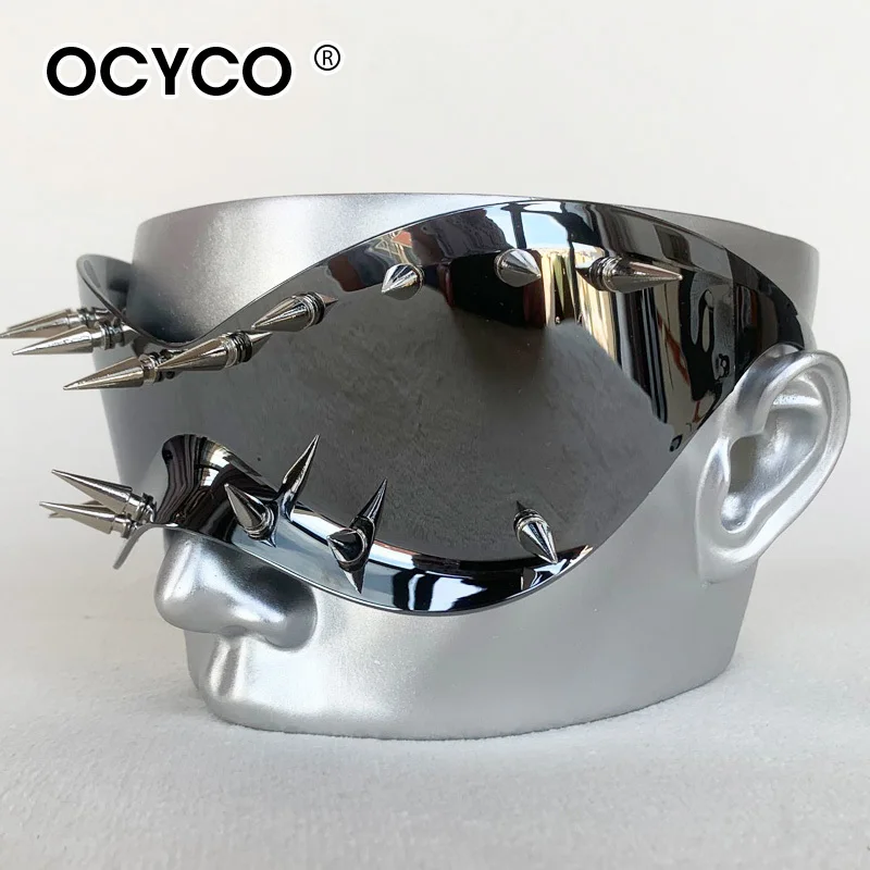 Unisex Mode Coole Niet Sonnenbrille UV400 Persönlichkeit Punk Brillen Männer Frauen Zeigt Cosplay Brillen Große Rahmen Sonnenbrille – Detail 2