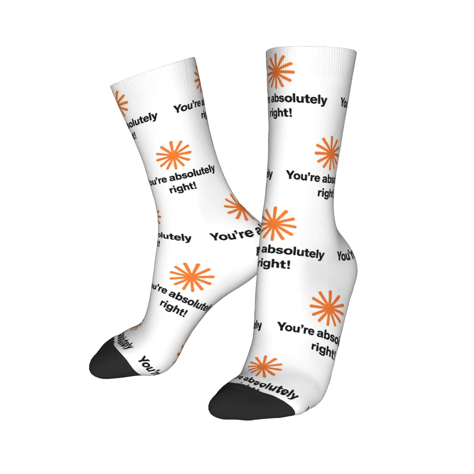 Claude Code You're Absolutely Right  Socks for Women Men Merch All Season  Soft Crew Socks Non-slip