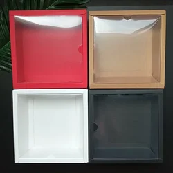 10pcs With Transparent PVC Window Gift Box Chocolate Candy Hnadmade Boxes Christmas Wedding Decoration Event & Party Supplies