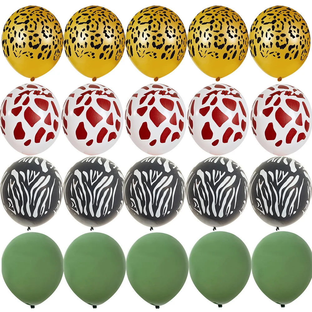 20 Stück 12 Zoll Tiger/Leopard/Giraffe Muster Ballon Set für Kinder Wildtier Dschungel Safari Geburtstag Party Dekoration Lieferungen – Detail 1