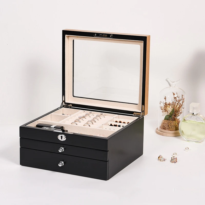 Wood Jewelry Box Retro Style Large Multilayer Marriage Holiday Gift Makeup Organizer Storage Box Case