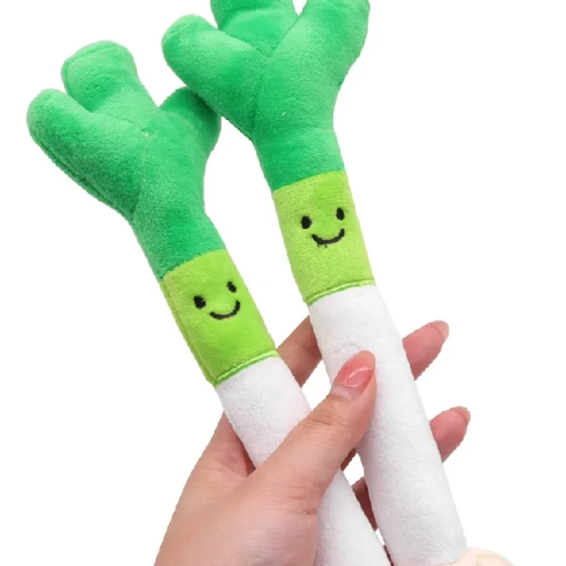 

Plush Pet Chew Toys Bite Resistant Simulated Scallion Bell Sounding Teeth Cleaning Interactive Playing Supplies For Dog Cat