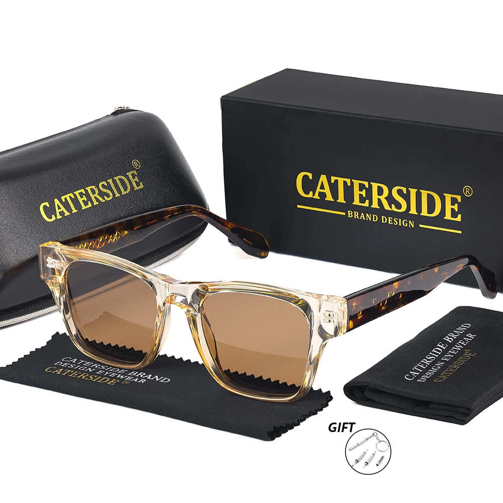 CATERSIDE Herren-Sonnenbrille mit Sehstärke, maßgeschneiderte optische Sonnenbrille mit quadratischen Gläsern für Damen, Myopie-Brille für das Fahren im Freien – Detail 6